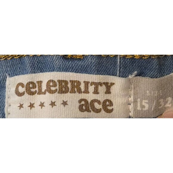 Celebrity Ace Distressed Flare Jeans Size 15/32 Light Blue Denim Hippie - Picture 2 of 8